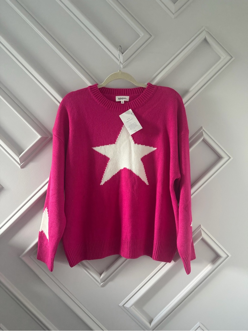 ADORA Hot Pink Crewneck Sweater with White Star